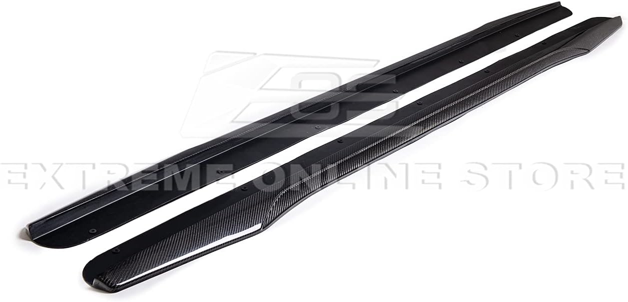 Replacement For 2009-2015 Cadillac CTS-V Sedan & Wagon Models | Carbon Package Style CARBON FIBER Front Bumper Lower Lip Splitter & Side Skirts Rocker Panel Pair