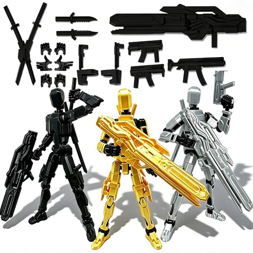 Image of T13 Action Figure,Lucky Robot 13 Action Figure,3D Desk Decor (3PCS) | Titan 13 Action Figure for Creative Photography,Home Office Display,Gaming Setup,Photo Props,Birthday Gifts and Shelf Decor