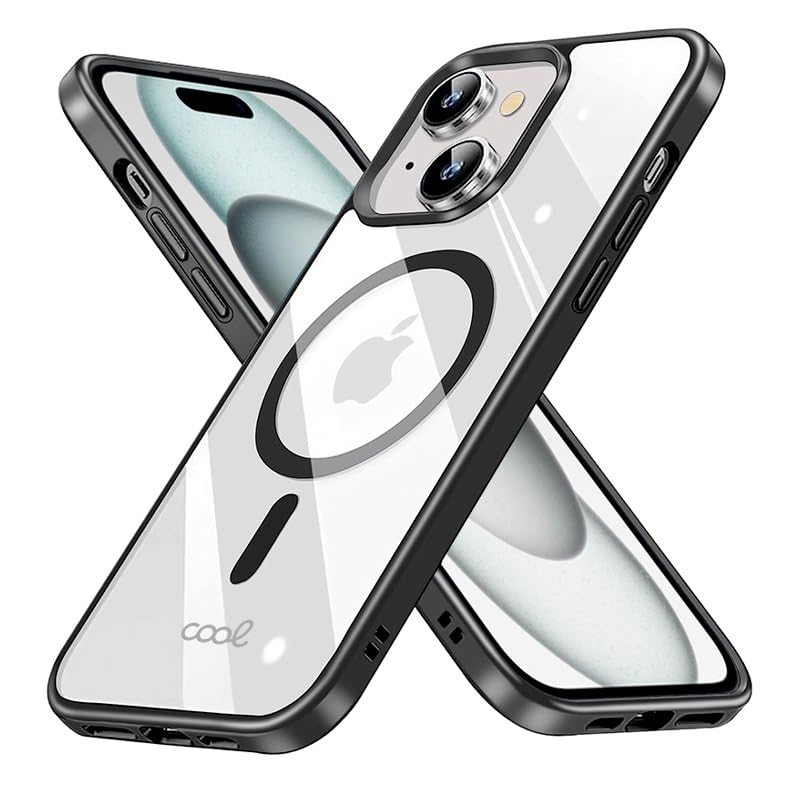 Carcasa Cool para iPhone 15 magnética transparente funda con borde 2