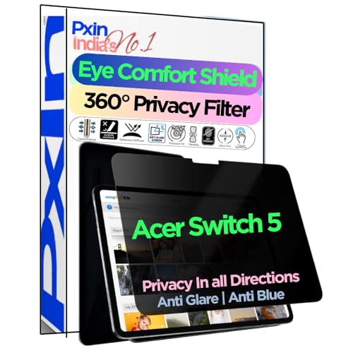 Image of PxIn Tablet Privacy Screen Guard compatible with Acer Switch 5 | No.1 | Anti Glare | Anti Blue Light | Anti UV | 4 Way Privacy Filter | 360 Privacy | Eye Protect