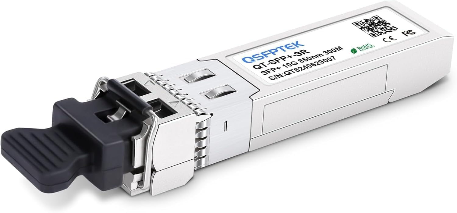QSFPTEK 10Pack 10GBASE-SR 10G SFP+ Transceptor LC Port Mini-GBIC Multimodo 850nm, 300M, DDM para Cisco SFP-10G-SR, Ubiquiti UF-MM-10G, Mikrotik, D-Link, Supermicro, Linksys