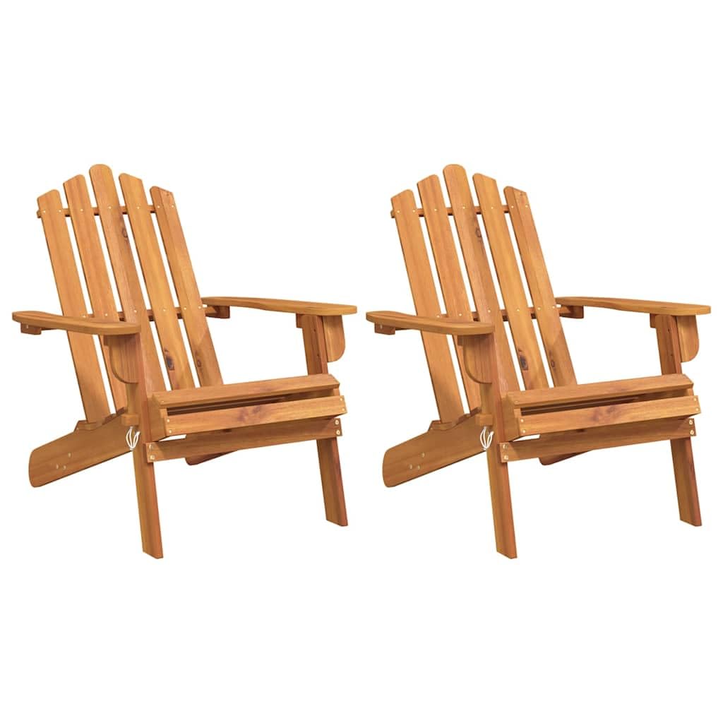 Makastle Chaises Adirondack de Jardin Pliantes en Bois d'Acacia Massif, Marron, 75 x 84 x 90 cm, Lot de 2, 21,6 kg, Dossier Haut