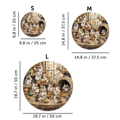 Iconic Puzzles – Curious Hamsters, fantasy animals, 100 % nachhaltiges Holzpuzzle, Geschenke für Kinder und Erwachsene, Größe M, 350 Teile – Ansicht 5