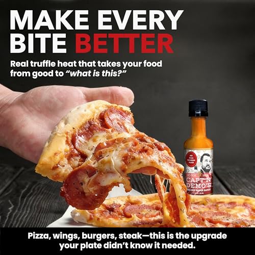 Image of CAPTAIN DEMO's BIG TRUFFLE Red Hot Pepper Sauce- 5 Pack of Mini Travel Bottles. Never Leave Home Without Capt'n Demo!
