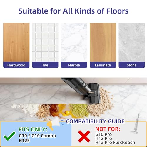 Image of Replacement Parts for Dreame G10, G10 Combo, H12S Cordless Wet Dry Vacuum | NOT for Other Models. ONLY Fits G10, G10 Combo, H12S. 2 Roller Brushes, 2 Filters & 1 Cleaning Brush