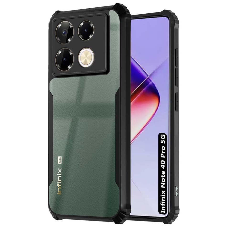 DD SON Shockproof Crystal Clear Back Cover Case for Infinix Note 40 Pro/Note 40 Pro Plus 5G - (PC & TPU, Black Bumper Cover) | 360 Degree Camera Protection | Transparent Hybrid Eagle Back Case Cover (B094VKRQR3) Amazon Price History, Amazon Price Tracker