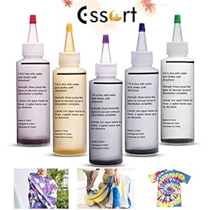 ESSORT Tie-Dye-Kit , Stoff Textil Farben Tie Dye Kit Vibrant Stoff Textil Permanent Farben mit 20 Stück Gummi Band und 4…