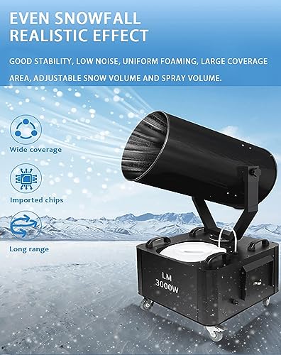 Máquina generadora de nieve profesional de 2000 W, efecto de copos de nieve con oscilación de 90°, para efectos escénicos en interiores y exteriores, fiestas DJ, Navidad y bodas miniatura 3