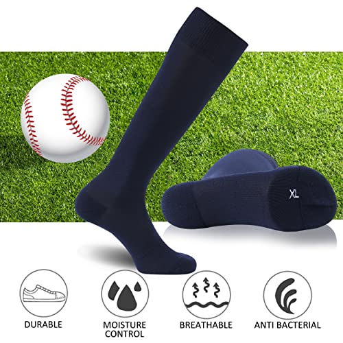 Image of FOOTPLUS Baseball Softball Socks,Unisex Over Knee High Solid Sports Rugby Summer Soccer Camps Socks