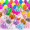 HIPYGYM 36 Pack Easter Egg Fillers with Bunny Plush, Easter Eggs with Toys Inside, Mini Stuffed Animals Filled Easter Eggs Hunts Party Favors, Easter Basket Stuffers for Kids Toddler Teens Boys Girls