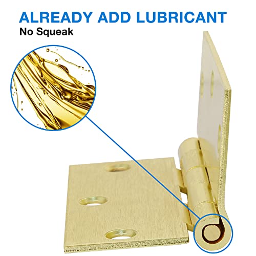 3 Pack Square Door Hinges Satin Brass 3.5" X 3.5 Inch Door Hinges,3 1/2" Interior Door Hinges Square Corners 3 ½" Gold Iron Residential Hinges For Doors Bedroom Security Hardware #TOP5