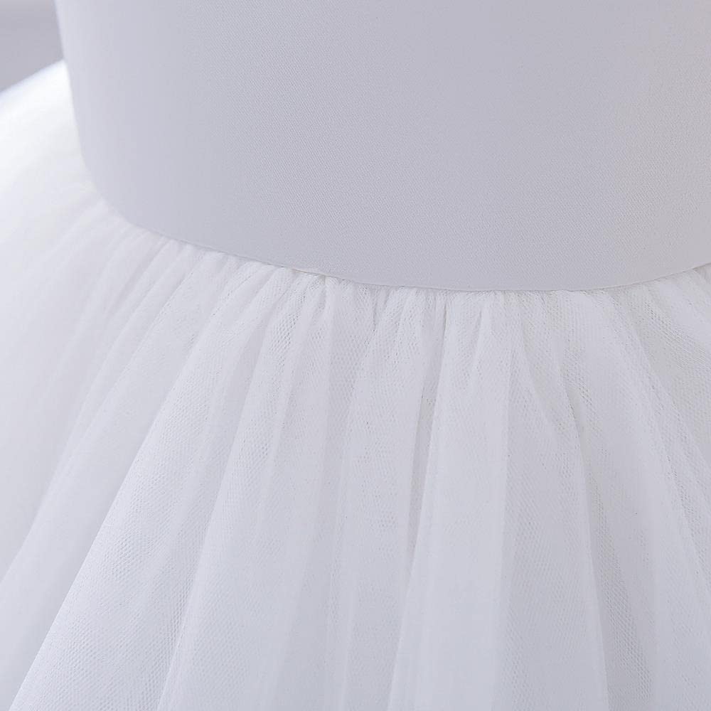 Lito Angels Vestito Damigella Abito da Festa Cerimonia Elegante per Bimba e Bambina, Bianco