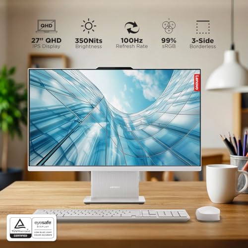 Image of Lenovo IdeaCentre AIO Intel Core 9 270H 27 inch QHD (24GB RAM /1TB SSD /Win11 /Microsoft 365 Basic + Office Home 2024 /Wireless Charging /Wireless EOS Keyboard & Mouse,Grey), F0HM00VXIN All-in-One Desktop
