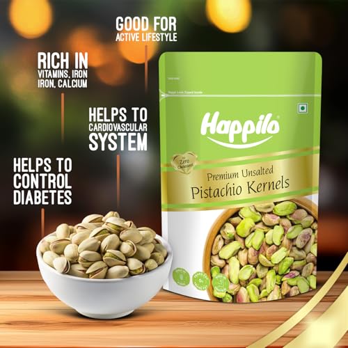 Image of Happilo Premium Unsalted Pistachio Kernels 150g (Pack of 2) | Healthy Snacks, Dry fruits, Pista | Tasty & Healthy | High in Protein & Dietary Fiber | Low Calorie Nuts
