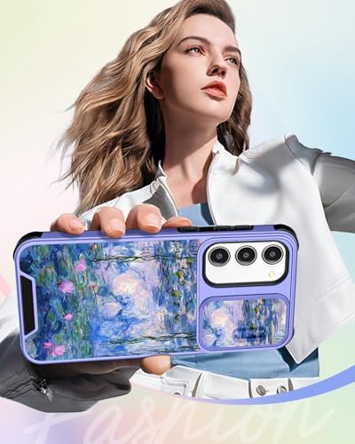 Buleens for Samsung Galaxy S23 Plus Case 6.6 Inch - with Ring Stand & Camera Cover Cute Designed Women Girls Girly Pretty Blue Water Lily for Samsung S23 Plus Case Compatible with Magsafe