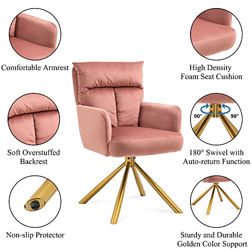 Sillón Giratorio Moderno Terciopelo Rosa miniatura 5