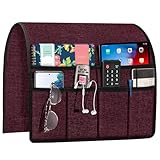 Joywell Remote Holder for Recliner Couch Armchair Caddy Sofa Armrest Organizer Non Slip Sofa Arm Chair Caddie with 6 Pocket Storage for Magazine, Tablet, Phone, iPad, Dark Purple