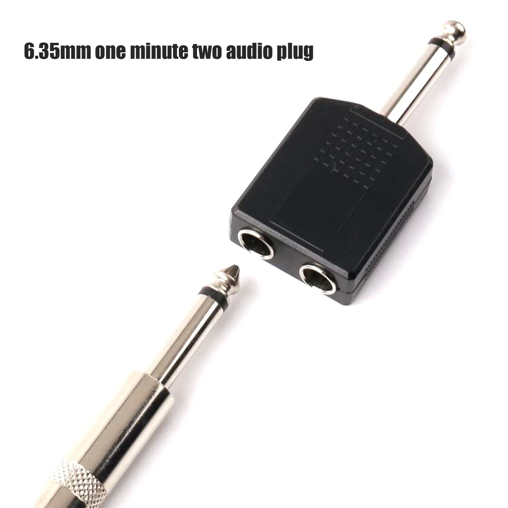 Adaptador de cabeza de audio TS macho a doble hembra de 1/4 pulgadas, 6,35 mm, adaptador de audio de interconexión F TS de 1/4 pulgadas, 6,35 mm, M-2 x 6,35 mm, F-TS