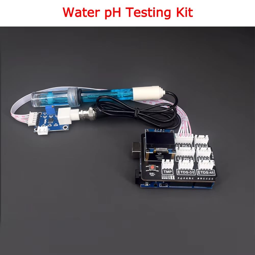Kit de análisis de calidad del agua con pantalla OLED para agua potable, acuarios y laboratorio (turbidez y pH).
