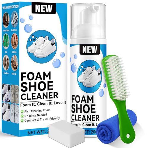 Seocam Shoe Cleaner kit,6.76OZ White Sneaker Cleaner Kit,Shoe Cleaners Sneaker,Powerful Shoes Cleaning Kits,White Shoes Cleaners Foam with a Brush for Nubuck,Knit,Boots,Trainer,Leather(Upgrade)