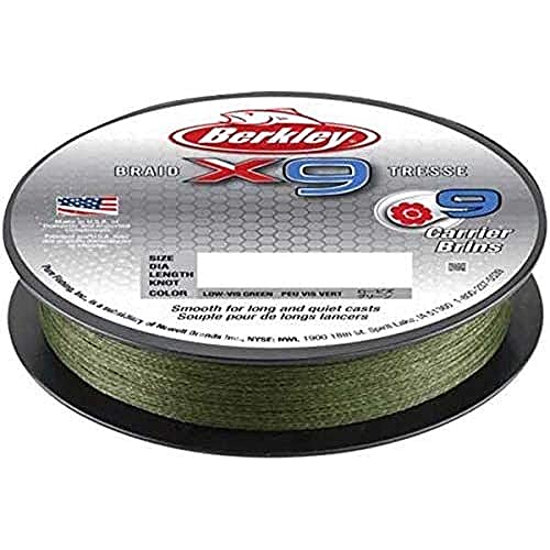 Berkley X9 Braided Fishing Line - 9 Strand Braid Line for Saltwater and Freshwater Fishing, Unisex,, Flame Green, 45.6kg| 295yd | 270m