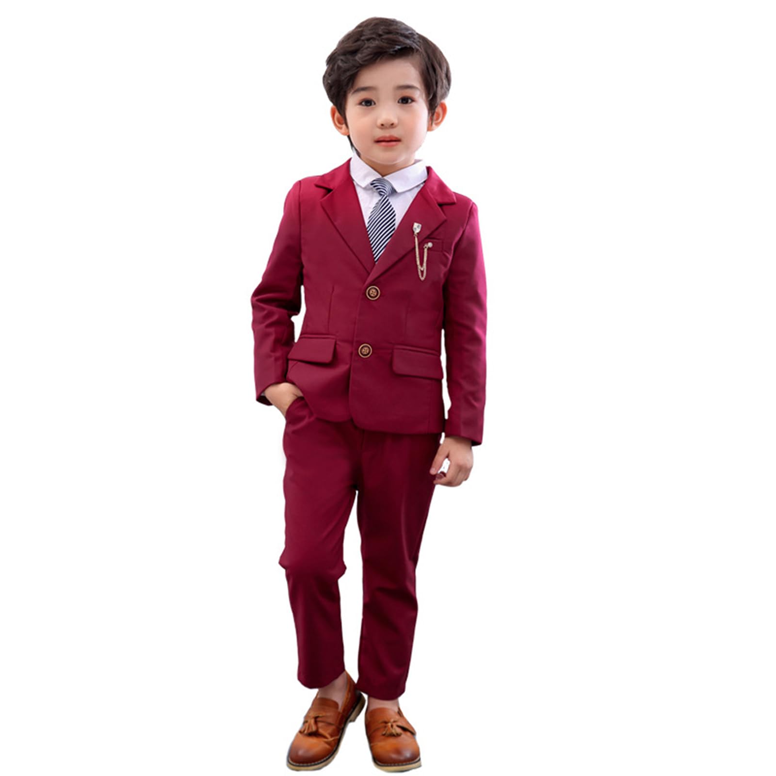 LOLANTA Boys Suit 2PCs Tuxedo Jacket & Pants for Wedding Birthday Proms