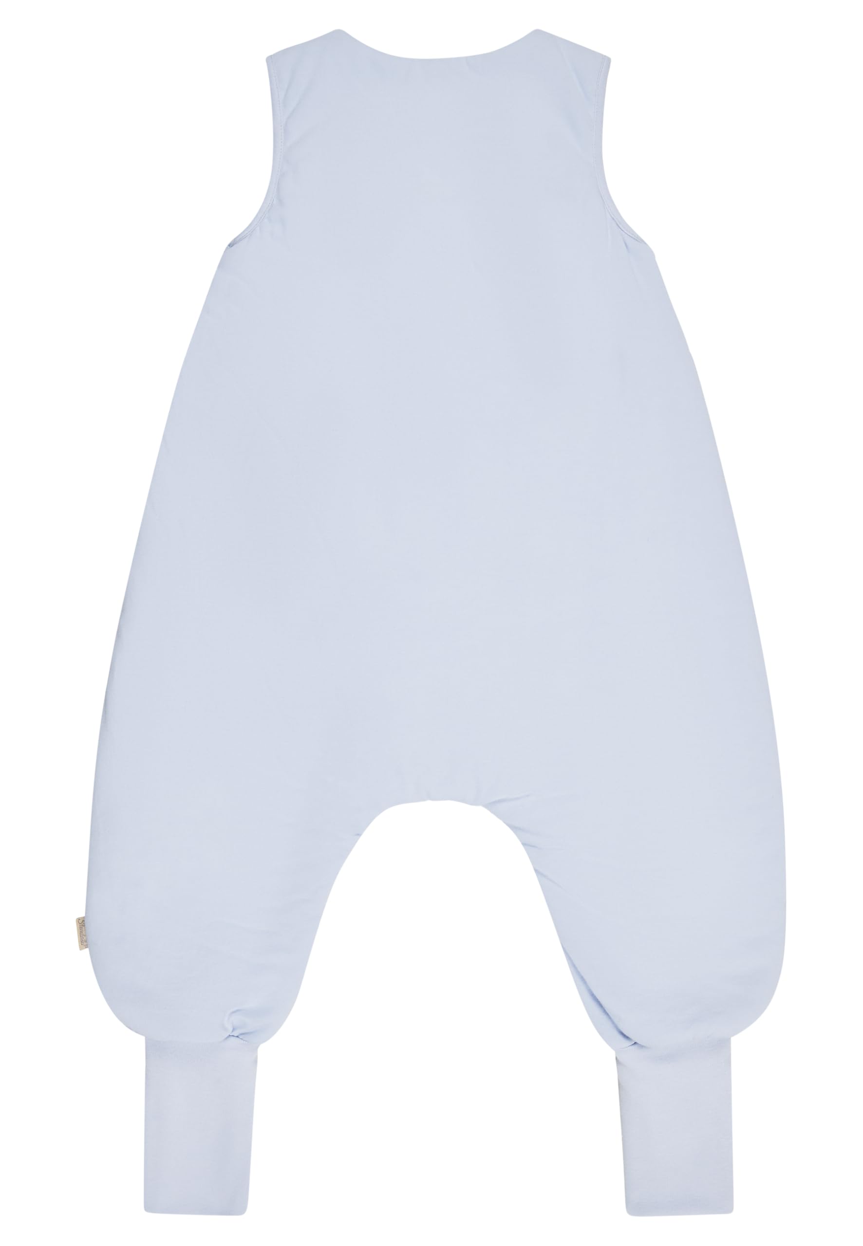 Sterntaler Schlafsack mit Beinen Bär Bo aus Baumwoll-Jersey, Hydrocool-Futter, integrierte Stulpen an den Beinen, Zwei-Wege-Reißverschluss und Applikation auf der Brust; eisblau; 1,50 TOG, Größe 74
