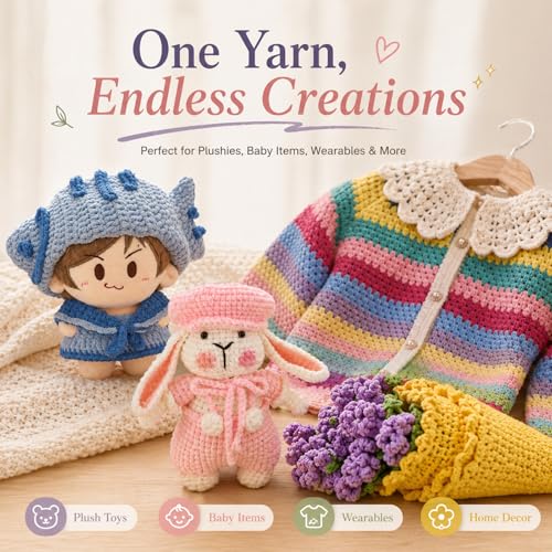 Image of Skinny Chenille Yarn Pack - 15 Skeins Multi-Color Edition(1.76oz /50g Each, 15 Colors, Total 2,370yd) - Multi Color Skinny Chenille Yarn kit CYC#2 - Crochet Starter Kit for Toys, Baby Blanket