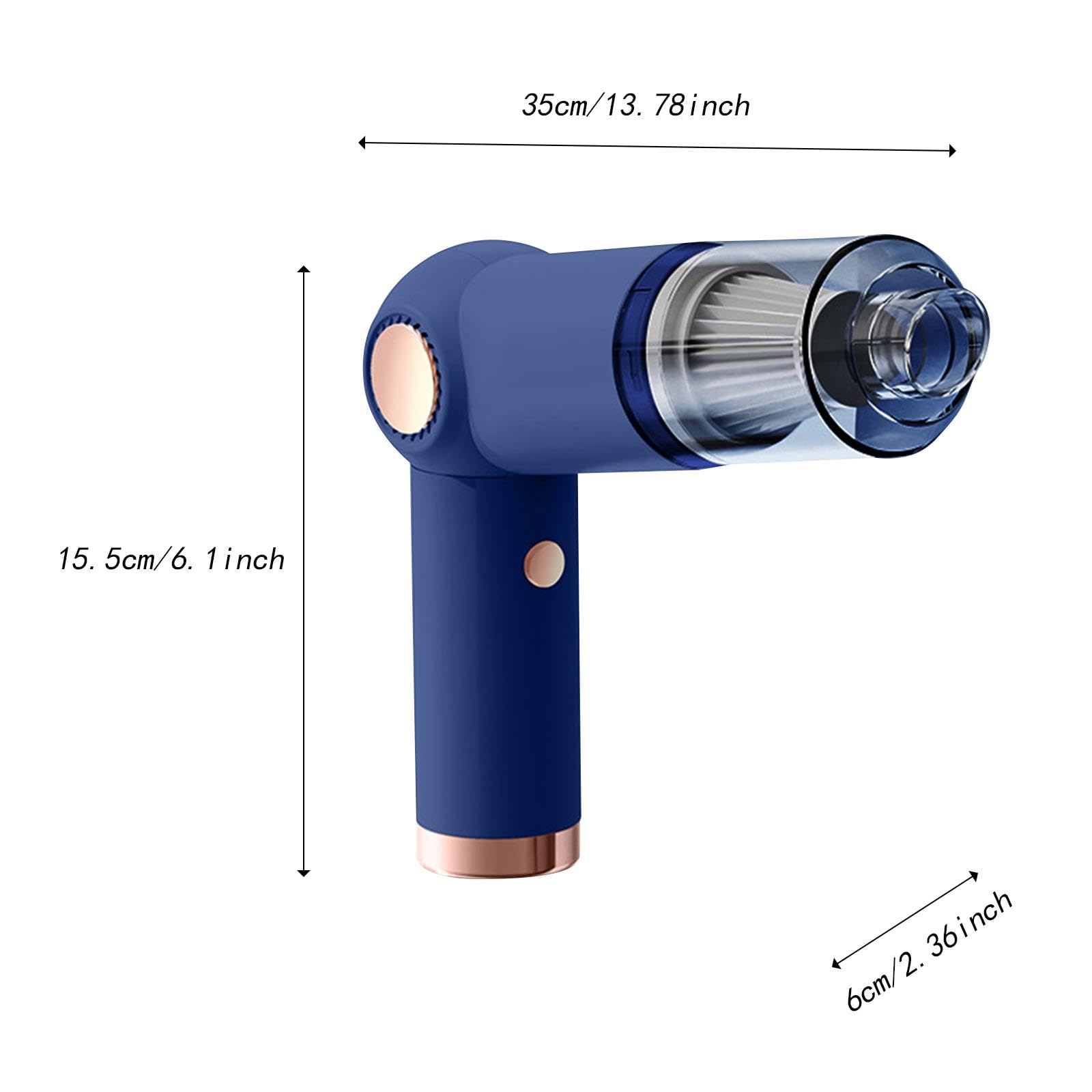 Mini Aspiradora de Mano para Coche, 5000 PA, Fácil de Sujetar, Removedor de Polvo, Carga USB, Potente Succión, Limpiador Inalámbrico para Ordenador Y, Azul, Individual