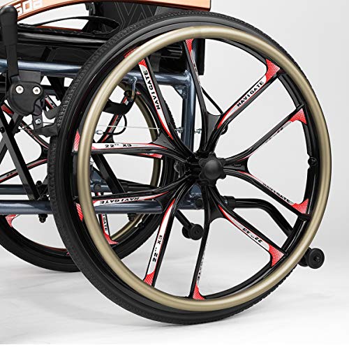 Super-Light Magnesium Alloy Self-Propelled Transport Wheelchair with Dual Brake, 18” Seat, 26lbs - Thumbnail 4