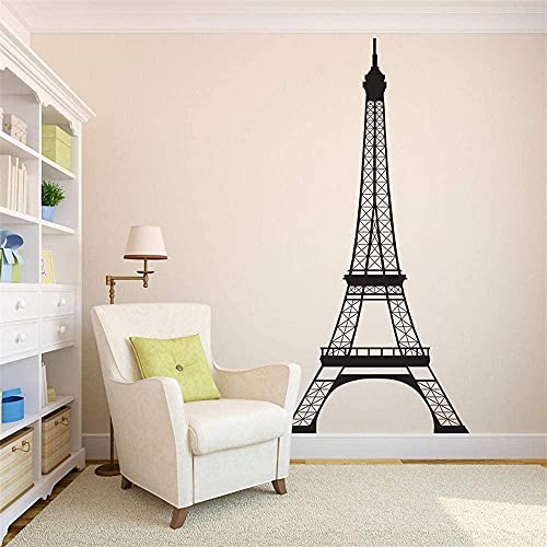 Sticker mural moderne Tour Eiffel avec logo Paris pour salon, chambre à coucher, décoration d'intérieur 46 x 91,7 cm Cover