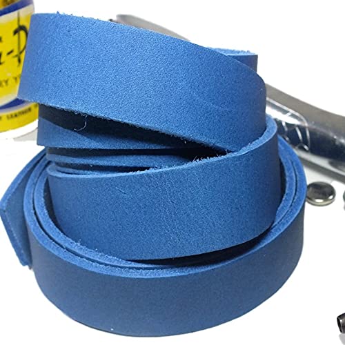 Tofl Blue Genuine Leather Strap And Leather Craft Scissors The Straps Are 72" Long 7/8" Wide And 1/16" Thick #TOP4