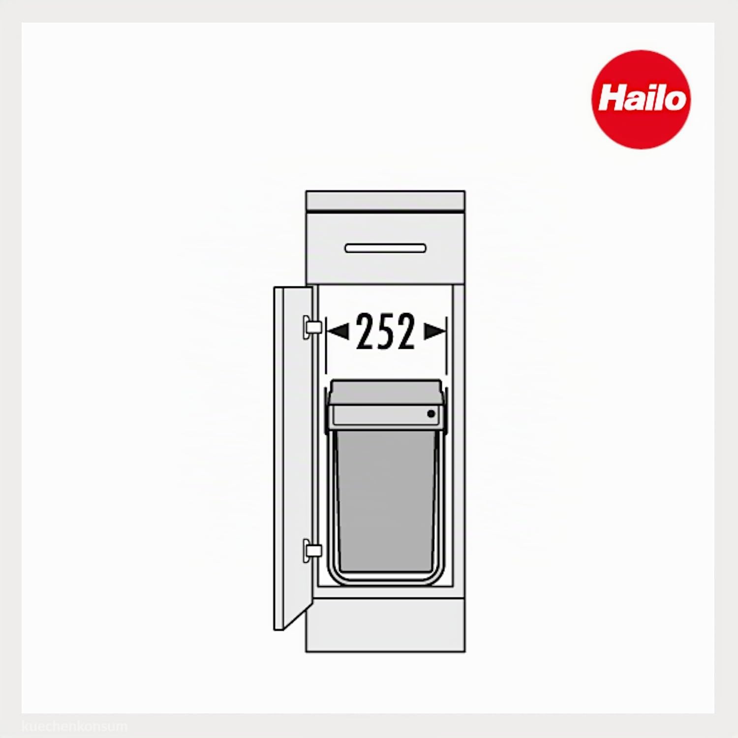 Hailo Poubelle de cuisine tri sélectif 2 bacs encastrable sous évier 30L (15+15) Tandem