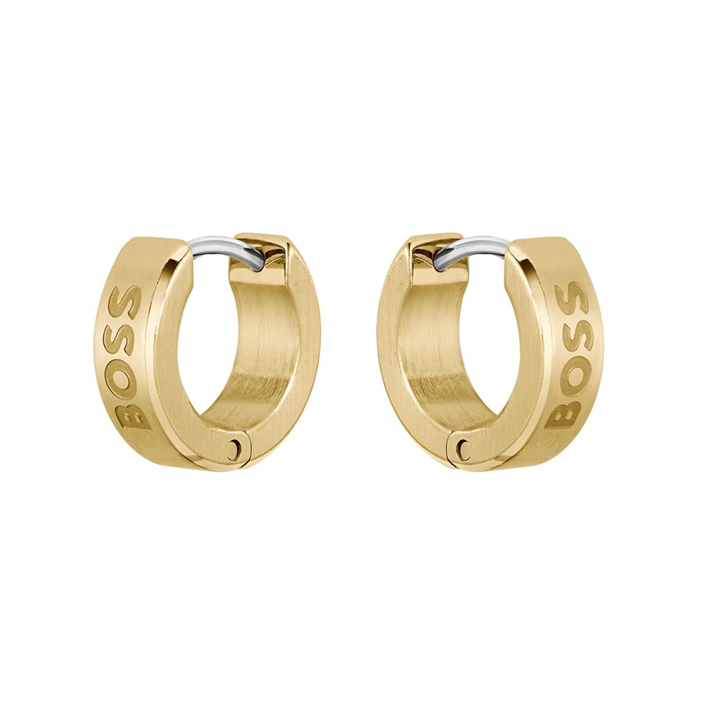 BOSS Jewelry Pendientes de aro para Hombre Colección ODELL de Acero inoxidable - Disponible en versión oro o plata