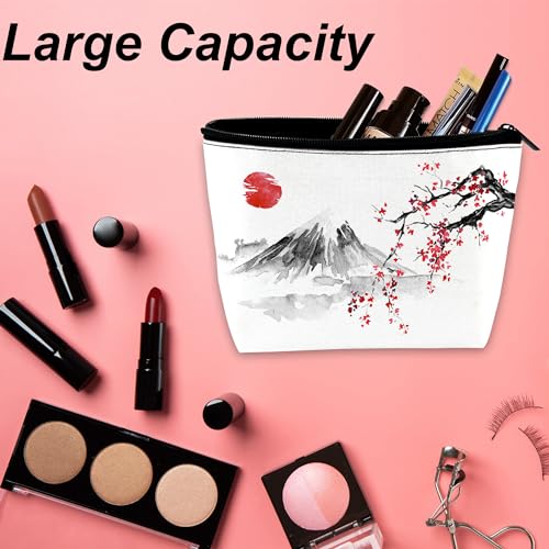 Makeup Bag Japanese Cherry Blossom Cosmetic Bag for Women, Sun Fuji Mount Travel Small Bag for Purse, Pouch for Toiletries Water Resistant Gift 9.5×5.9 Inch2