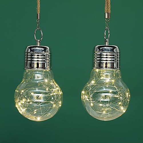 JHY DESIGN 2er Set Hängelampe Batteriebetrieben mit Griff, LED Tischlampe...