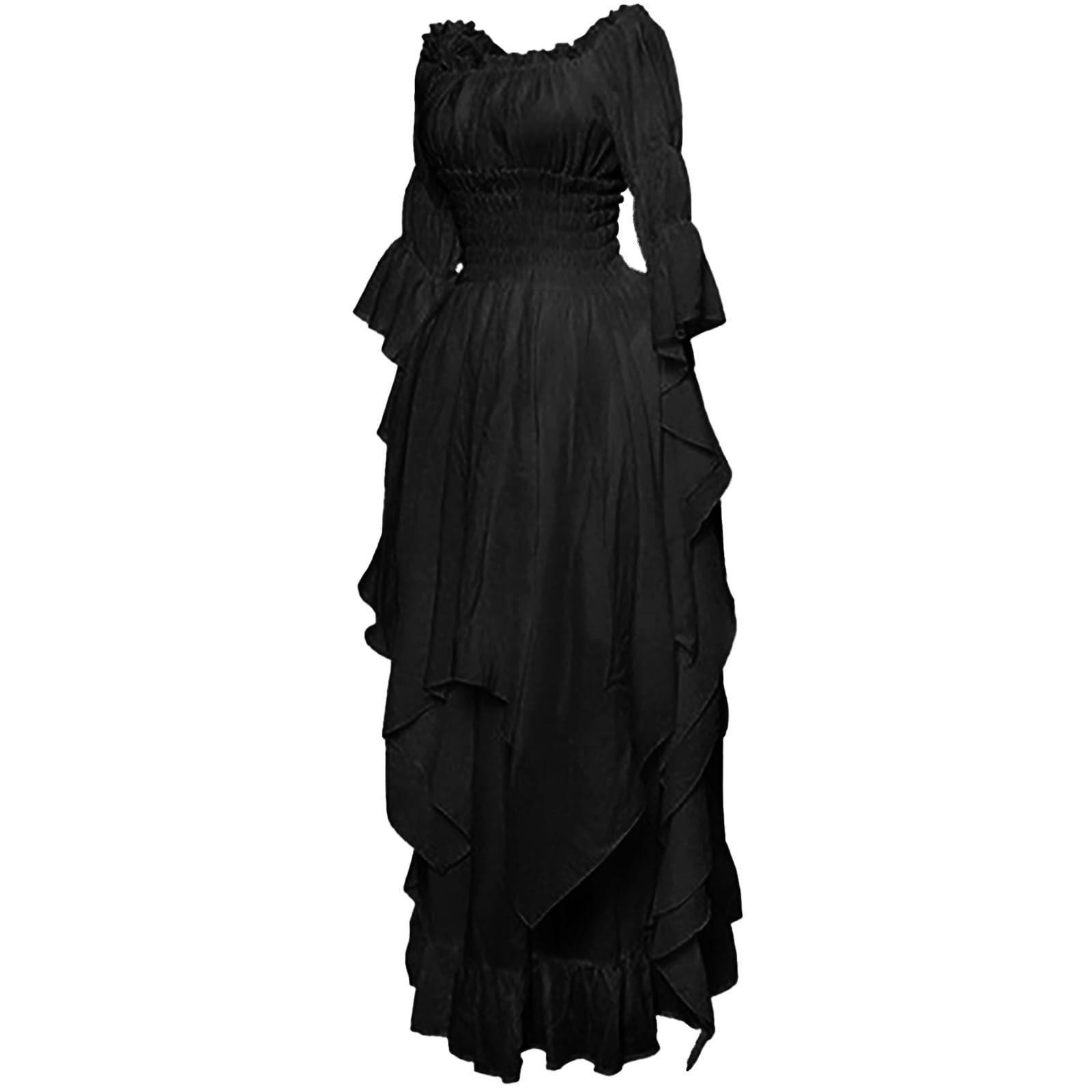 Halloween przebranie gotycki karnawał kostium kobiety wampir długa koronkowa sukienka z wysokim dekoltem elegancki szykowny bal maskowy retro A34