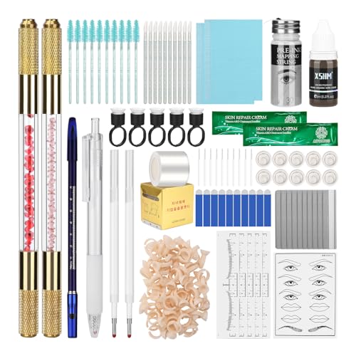 ATOMUS Kit de microblading doré complet semi-permanent pour tatouage professionnel 2 pièces stylo manuel 18U 3RL sourcils Microblades Fournitures de tatouage