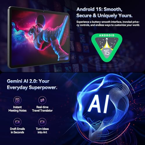 Image of 12 Inch Android 15 Tablet, 16GB + 256GB, 2K FHD Display Gaming, Gray