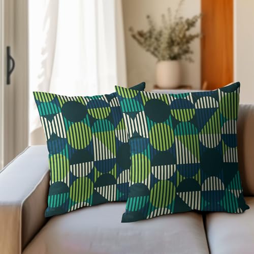 PAKAZA クッションカバー 円形と三角形 幾何学模様 アート おしゃれ インテリア ユニーク 個性 ポップ デザイン クリスマス ギフト 誕生日 北欧 45×45cm 父 母 展示 ホテル 店舗用 家庭用 2枚セット リネン風 枕カバー 座布団カバー