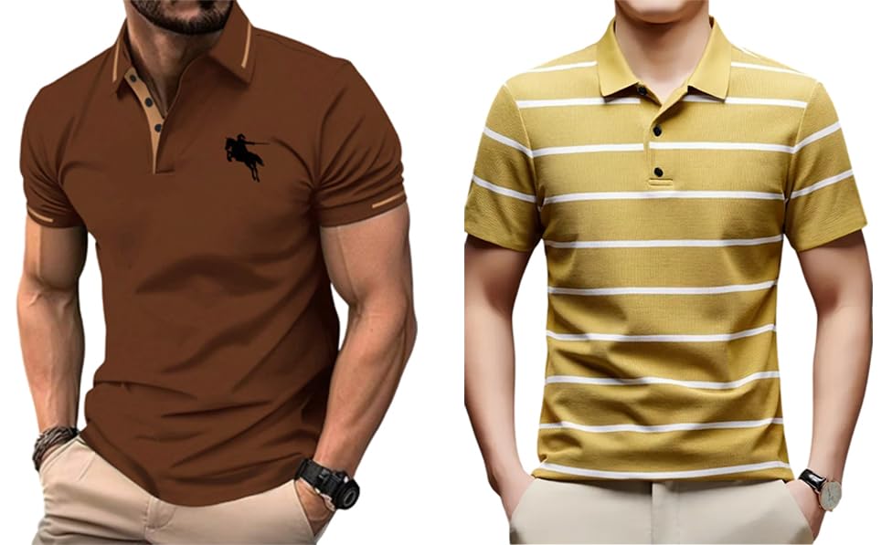 Image of TAGAS Men's Short Sleeve Polo Shirt, Button Up Collar | T-Shirt for Mens | Casual T Shirt for Men | (MT-7)