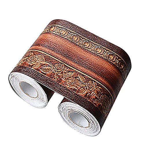 Brown Wood Grain Self Adhesive 3D Peel and Stick Waterproof Wall Border Easy