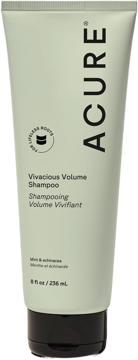 Acure Vivacious Volume Shampoo - Volumizing Shampoo for Fine Thin Hair, Add Body and Thicken Thinning Hair for Women & Men, Scalp Treatment with Mint, Sulfate & Paraben Free, Vegan - 8 fl oz