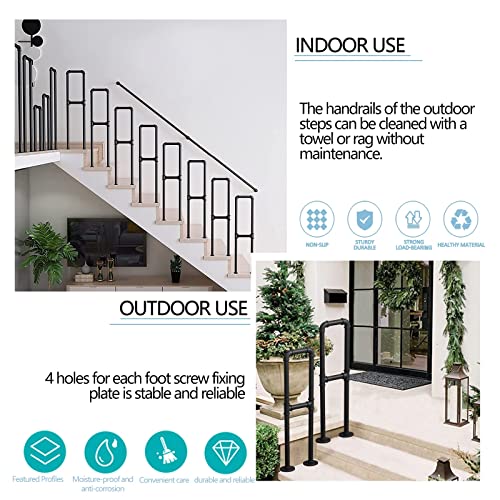 Rampe d'escalier extérieure pour 1 marche en métal noir mat 65 cm - 4