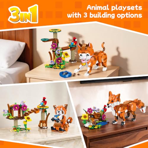 3-in-1 Animal Building Set (Cat, Red Panda, Fox) - image 2