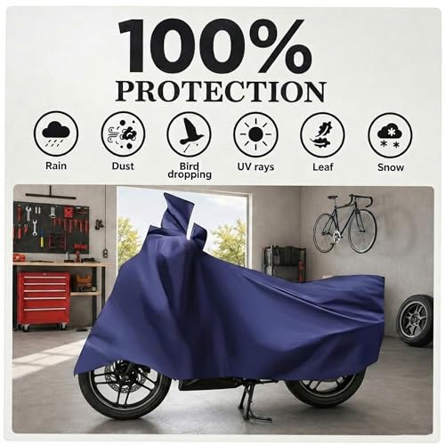 Image of Sulfar Water Resistant Universal Bike Cover UV Protection & Dustproof Bike Body Cover for Royal Enfield Bullet Bike (Navy Blue)