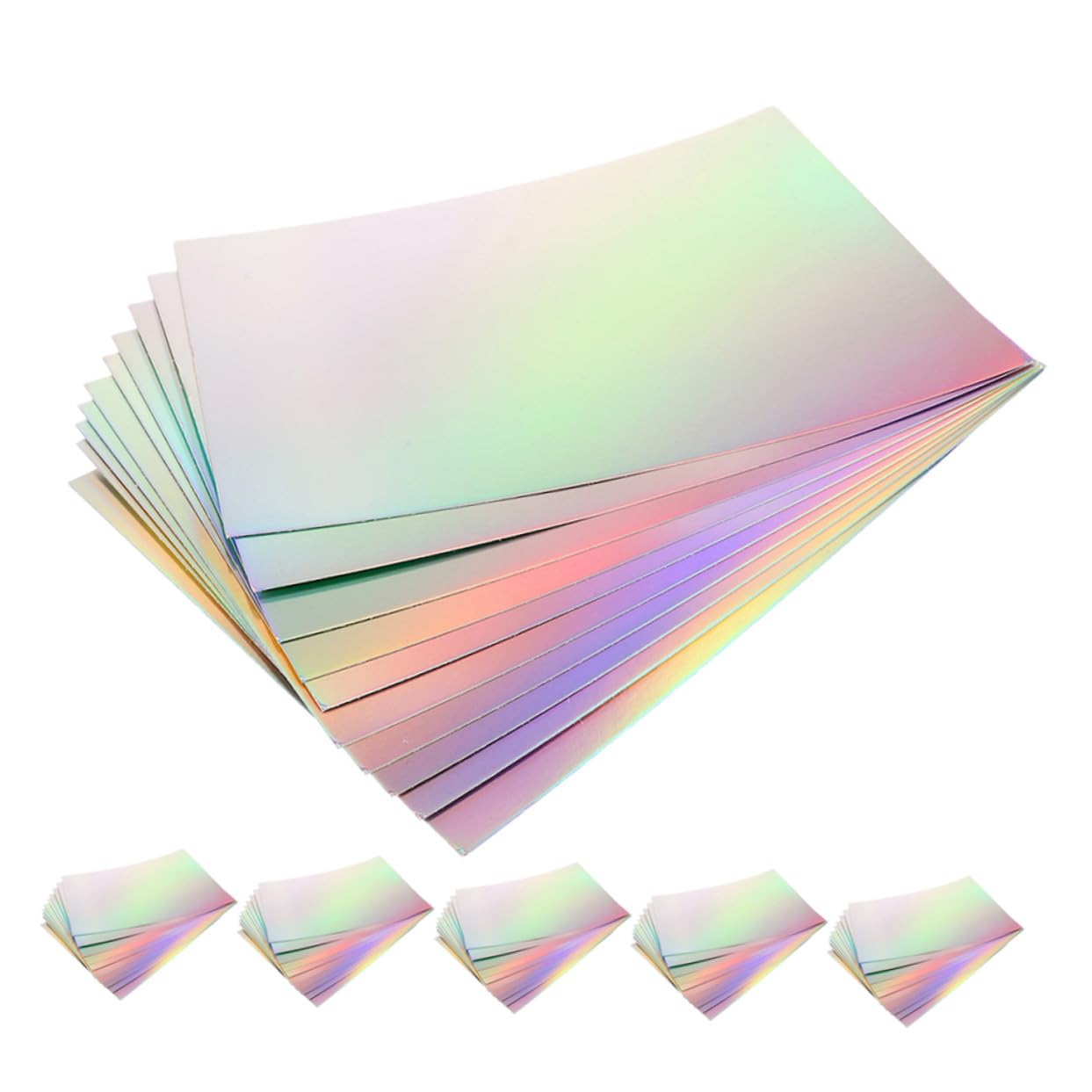 Tofficu 60 piezas Papel Cartulina Metálico Espejo para Manualidades Infantiles DIY Papel Holográfico Iridiscente para Scrapbooking y Creación de Tarjetas Fácil de Cortar y Plegar