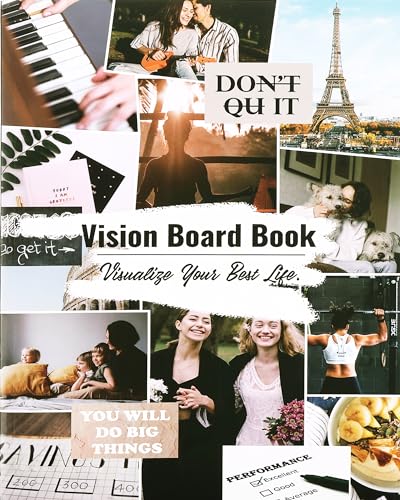 FOUNCY Vision Board Book - 1200+ Inspirational Pictures & Quotes Vision Board Supplies to Visualize, Manifest Your Dreams & Life Goals, 116 Pages Vision Board Clip Art Book and Collage Making