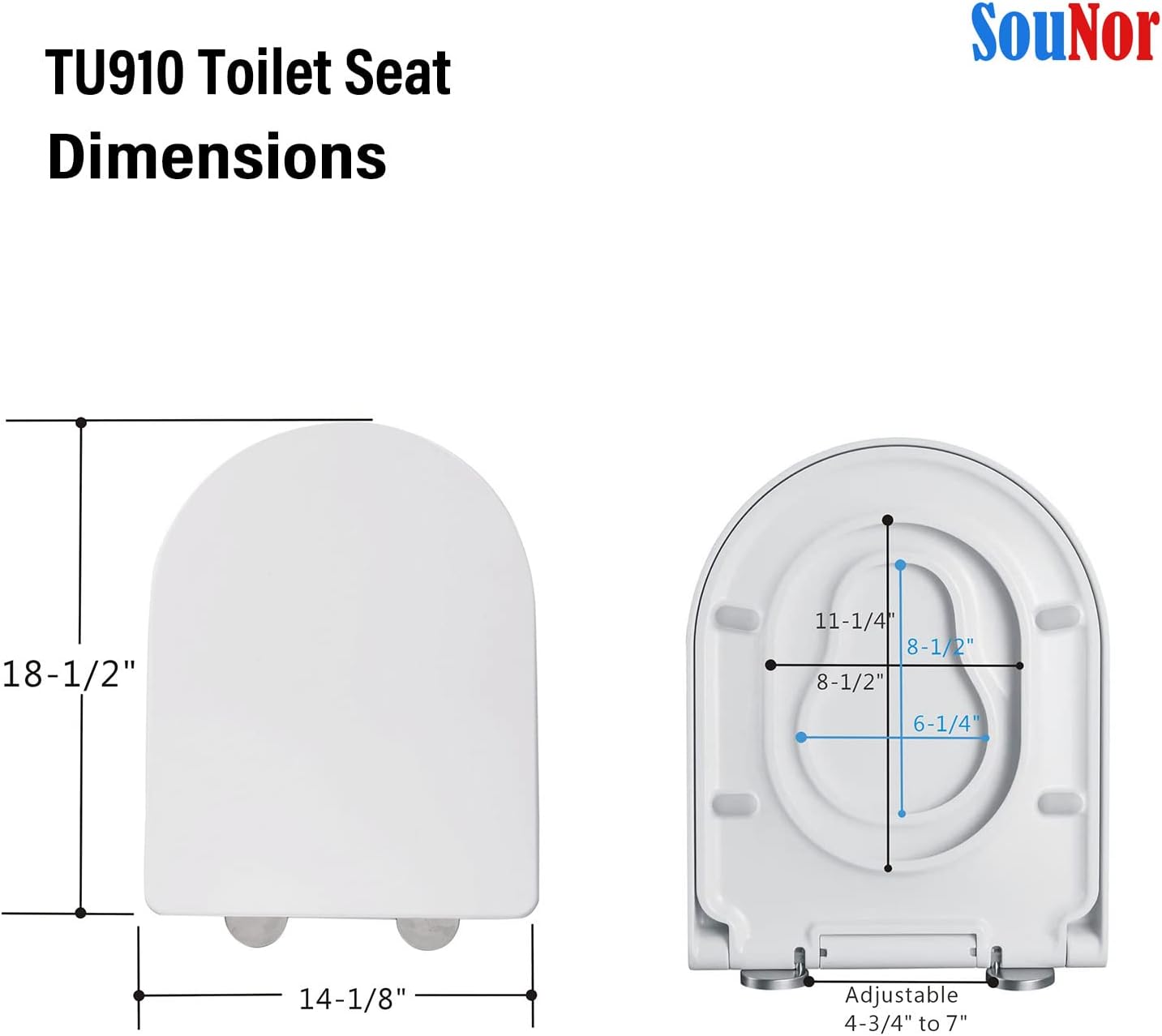 SouNor TU910 U Shaped Toilet Seat with Built-In Toddler Seat 2 in 1 For Adults Kids Soft Close,White