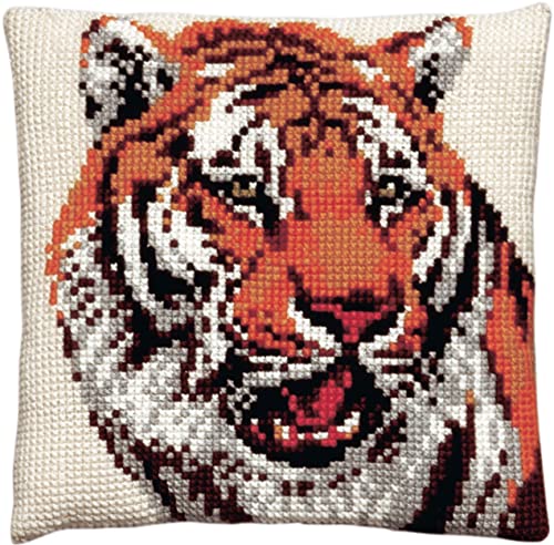 Pako Tiger Cushion Pillow Front Chunky Cross Stitch Kit Embroidery Animals, 58003092 Cotton
